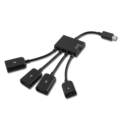 4in1 Micro USB Hub Adapter für Smartphone / Tablet Schwarz