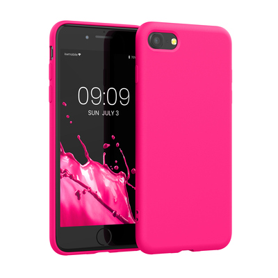 Slim Gummierte Silikon Hülle für Apple iPhone SE (2022) / iPhone SE (2020) / iPhone 8 / iPhone 7 in Neon Pink