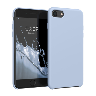 Gummierte Silikon Hülle für Apple iPhone SE (2022) / iPhone SE (2020) / iPhone 8 / iPhone 7 in Hellblau matt