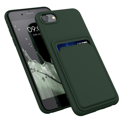 TPU Hülle mit Kartenfach für Apple iPhone SE (2022) / iPhone SE (2020) / iPhone 8 / iPhone 7 Dunkelgrün