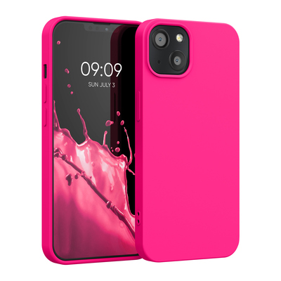 Slim Gummierte Silikon Hülle für Apple iPhone 13 in Neon Pink