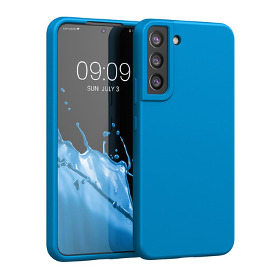 Gummierte Silikon Hülle für Samsung Galaxy S22 Plus in Karibikblau
