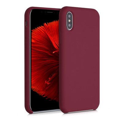 Gummierte Silikon Hülle für Apple iPhone X in Rhabarber Rot