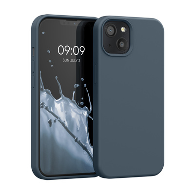 Gummierte Silikon Hülle für Apple iPhone 13 in Dunkler Schiefer