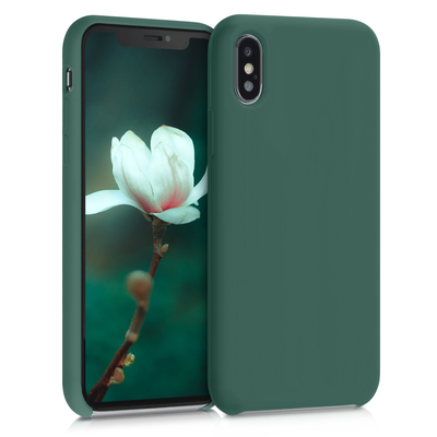 Cross selling Gummierte Silikon Hülle für Apple iPhone XS in Tannengrün