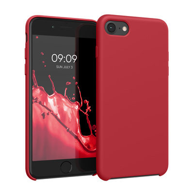 Gummierte Silikon Hülle für Apple iPhone SE (2022) / iPhone SE (2020) / iPhone 8 / iPhone 7 in Klassisch Rot
