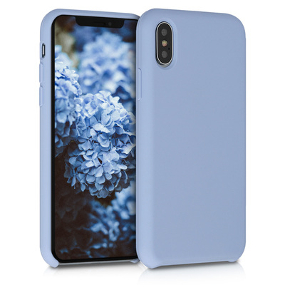 Gummierte Silikon Hülle für Apple iPhone XS in Hellblau matt