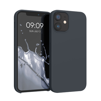 Gummierte Silikon Hülle für Apple iPhone 12 mini in Heidelbeerblau