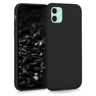 Slim Gummierte Silikon Hülle für Apple iPhone 11 in Schwarz matt