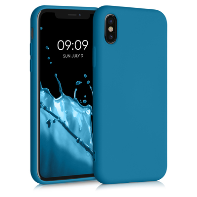 Slim Gummierte Silikon Hülle für Apple iPhone X in Karibikblau