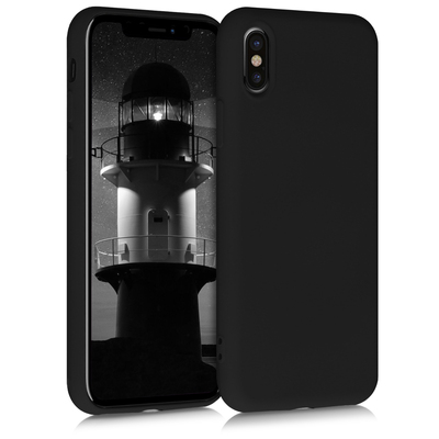 Slim Gummierte Silikon Hülle für Apple iPhone X in Schwarz