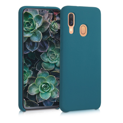 Gummierte Silikon Hülle für Samsung Galaxy A40 in Petrol matt