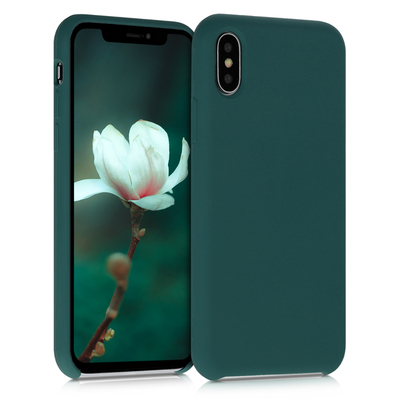 Gummierte Silikon Hülle für Apple iPhone X in Türkisgrün