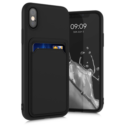 TPU Hülle mit Kartenfach für Apple iPhone X Schwarz
