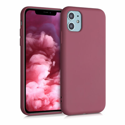 Slim Gummierte Silikon Hülle für Apple iPhone 11 in Dark Rose