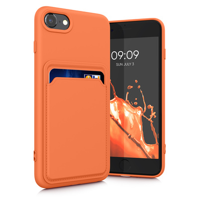 TPU Hülle mit Kartenfach für Apple iPhone SE (2022) / iPhone SE (2020) / iPhone 8 / iPhone 7 Orange