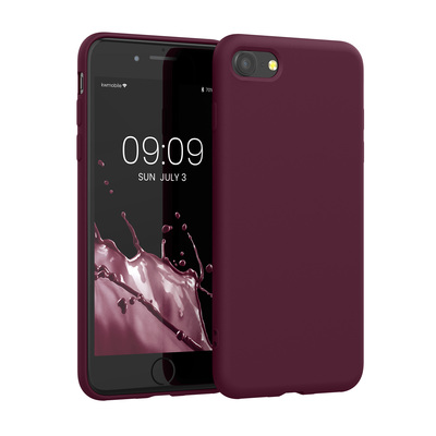 Cross selling Slim Gummierte Silikon Hülle für Apple iPhone SE (2022) / iPhone SE (2020) / iPhone 8 / iPhone 7 in Bordeaux Violett