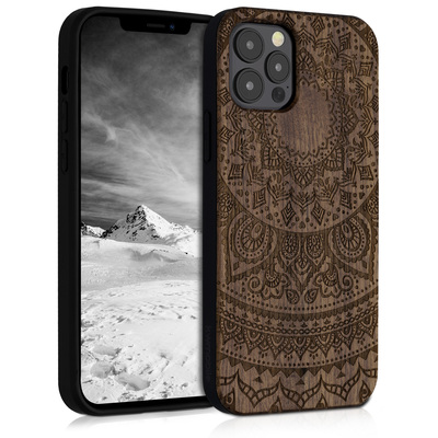 Cross selling Holz Hardcase mit TPU Bumper für Apple iPhone 12 / iPhone 12 Pro Indische Sonne