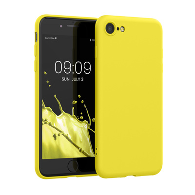 Slim Gummierte Silikon Hülle für Apple iPhone SE (2022) / iPhone SE (2020) / iPhone 8 / iPhone 7 in Strahlend Gelb