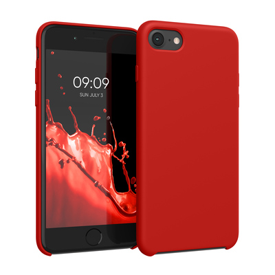 Gummierte Silikon Hülle für Apple iPhone SE (2022) / iPhone SE (2020) / iPhone 8 / iPhone 7 in Rot