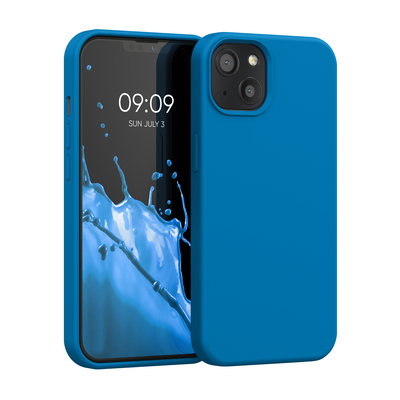 Gummierte Silikon Hülle für Apple iPhone 13 in Blue Reef