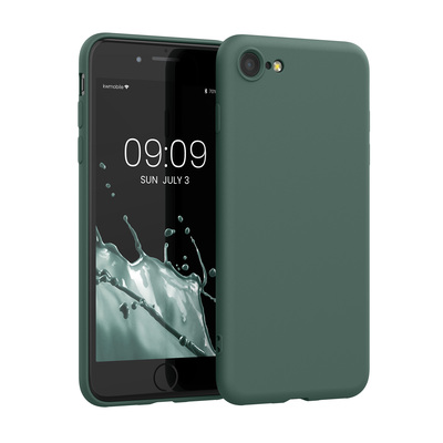Slim Gummierte Silikon Hülle für Apple iPhone SE (2022) / iPhone SE (2020) / iPhone 8 / iPhone 7 in Tannengrün
