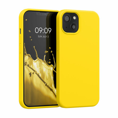 Gummierte Silikon Hülle für Apple iPhone 13 in Strahlend Gelb