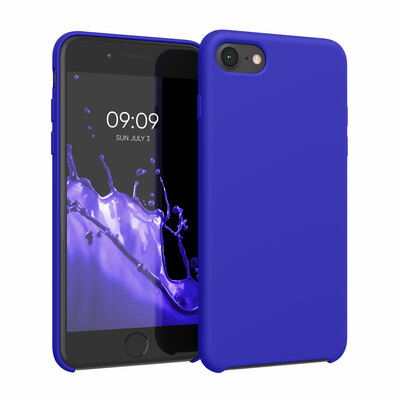 Gummierte Silikon Hülle für Apple iPhone SE (2022) / iPhone SE (2020) / iPhone 8 / iPhone 7 in Baltik Blau