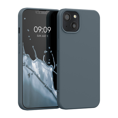 Slim Gummierte Silikon Hülle für Apple iPhone 13 in Dunkler Schiefer