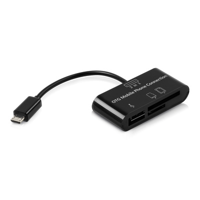 3in1 Micro USB Card Reader Adapter für Smartphone / Tablet Schwarz