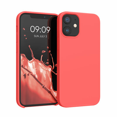 Gummierte Silikon Hülle für Apple iPhone 12 mini in Leuchtende Koralle