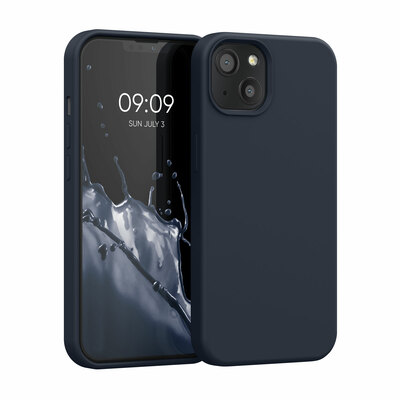 Gummierte Silikon Hülle für Apple iPhone 13 in Heidelbeerblau