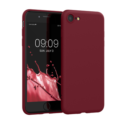 Slim Gummierte Silikon Hülle für Apple iPhone SE (2022) / iPhone SE (2020) / iPhone 8 / iPhone 7 in Rhabarber Rot