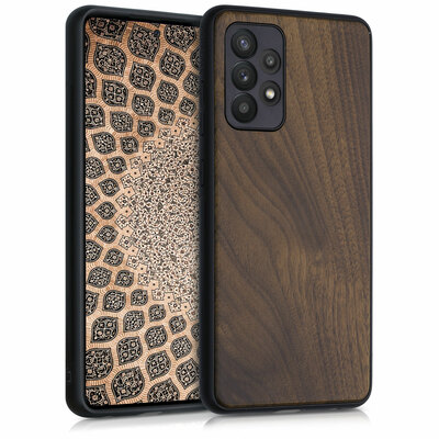 Cross selling Holzhülle mit TPU Bumper für Samsung Galaxy A52 / A52 5G / A52s 5G Walnussholz