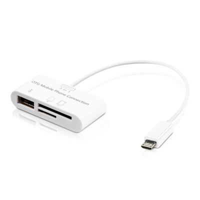 3in1 Micro USB Card Reader Adapter für Smartphone / Tablet Weiß