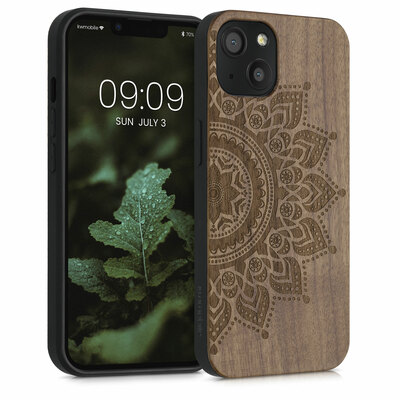 Cross selling Holz Hardcase mit TPU Bumper für Apple iPhone 13 Aufgehende Sonne