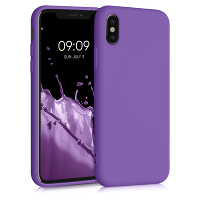Slim Gummierte Silikon Hülle für Apple iPhone X in Orchidee Lila