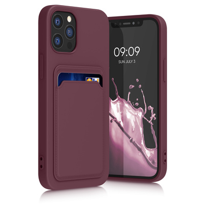 Cross selling TPU Hülle mit Kartenfach für Apple iPhone 12 / iPhone 12 Pro Tawny Red