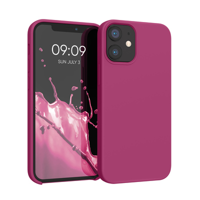 Gummierte Silikon Hülle für Apple iPhone 12 mini in Himbeer Pink