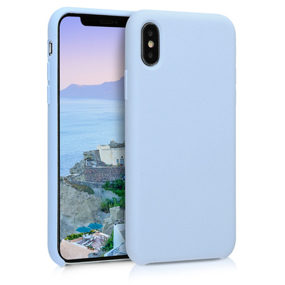 Gummierte Silikon Hülle für Apple iPhone X in Hellblau matt