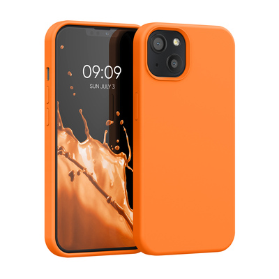 Gummierte Silikon Hülle für Apple iPhone 13 in Fruity Orange
