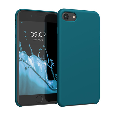 Gummierte Silikon Hülle für Apple iPhone SE (2022) / iPhone SE (2020) / iPhone 8 / iPhone 7 in Petrol matt