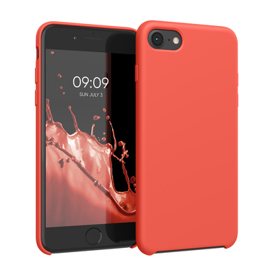 Gummierte Silikon Hülle für Apple iPhone SE (2022) / iPhone SE (2020) / iPhone 8 / iPhone 7 in Neon Orange