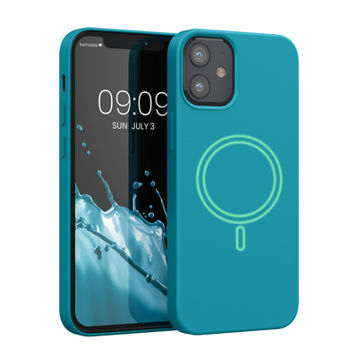 Magnetische Silikon Hülle für Apple iPhone 12 mini Petrol matt
