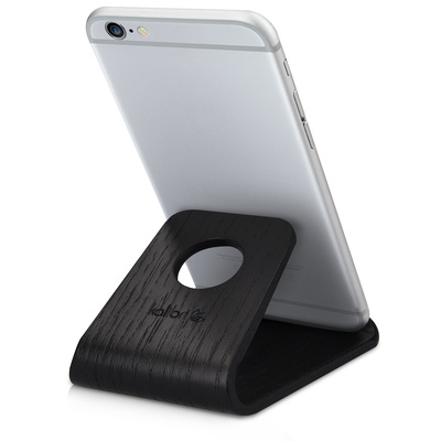 Universal Echtholz Ständer für Smartphones Eichenholz - Schwarz
