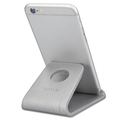 Universal Echtholz Ständer für Smartphones Eichenholz - Silber