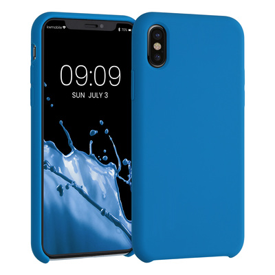 Gummierte Silikon Hülle für Apple iPhone X in Blue Reef