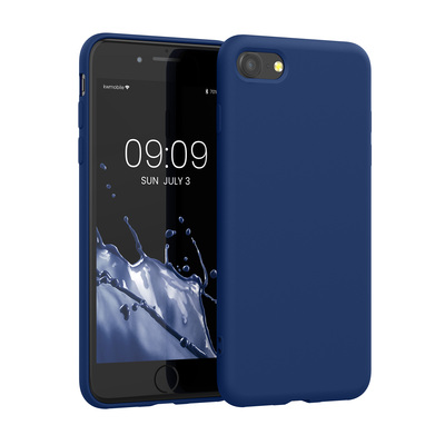 Slim Gummierte Silikon Hülle für Apple iPhone SE (2022) / iPhone SE (2020) / iPhone 8 / iPhone 7 in Marineblau
