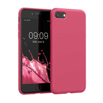 Slim Gummierte Silikon Hülle für Apple iPhone SE (2022) / iPhone SE (2020) / iPhone 8 / iPhone 7 in Awesome Pink