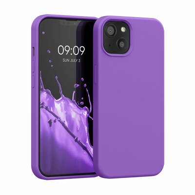 Gummierte Silikon Hülle für Apple iPhone 13 in Orchidee Lila